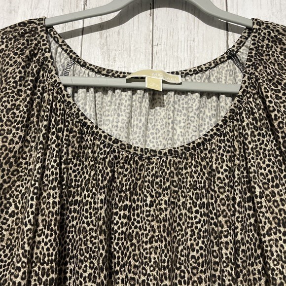 Michael Kors Persian Leopard Print Knit Jersey Peasant Top Women's Size L - Picture 2 of 7